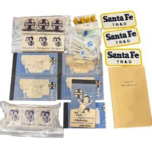 Lot of Vintage Santa Fe Railroad Matchbooks Notebooks Golf Tees Patches